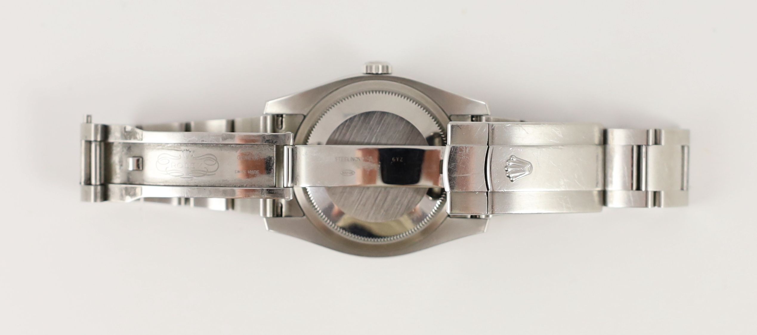 A gentleman's early 21st century stainless steel Rolex Oyster Perpetual Datejust wrist watch